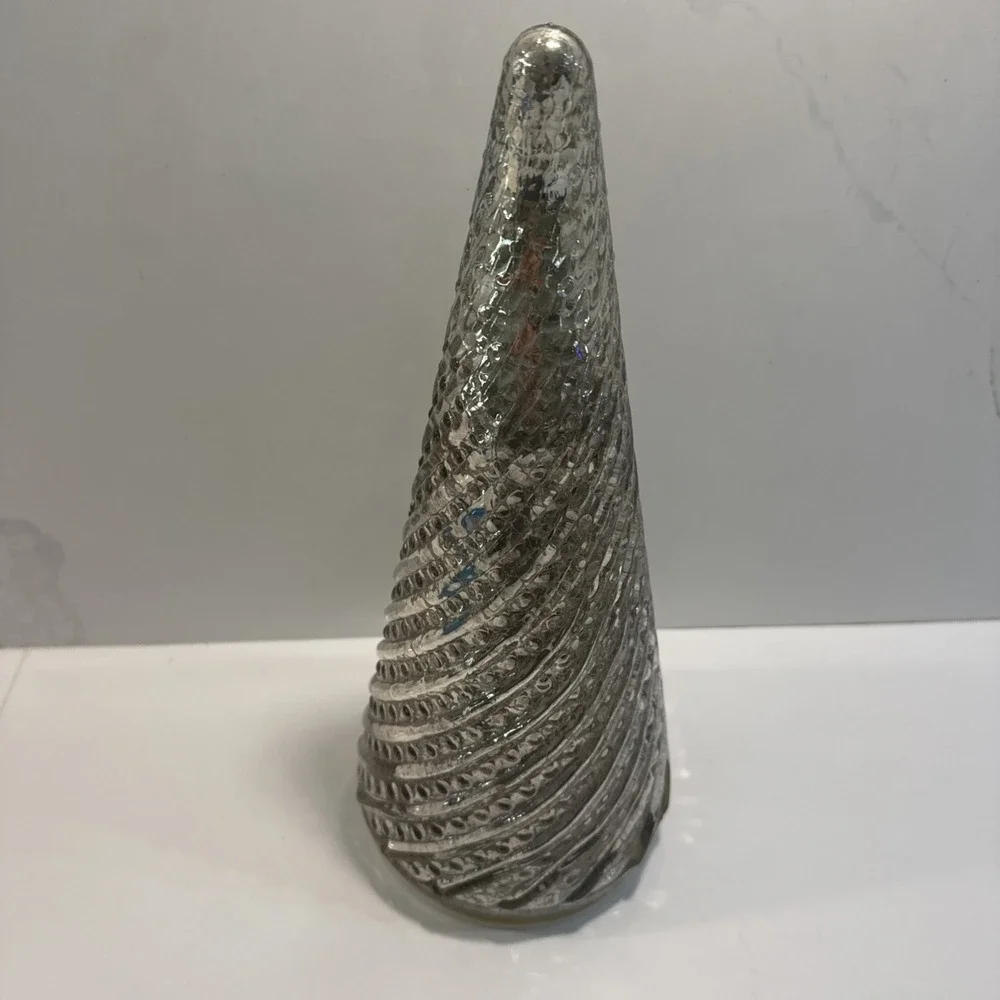 Light Up Christmas Tree Decor Glass Battery Operated 12.5 In Holiday Christmas